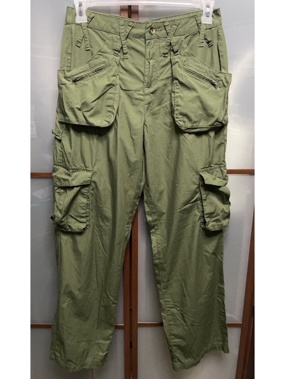 Hot Topic Cargo Wide Leg Pants Size Junior 5 Green Y2K Grunge Goth Rave Utility